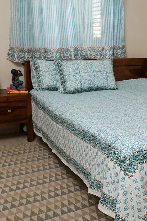 Sootisyahi 'Cuckoo in Forest'Handblock Printed Cotton Bedsheet - SootiSyahi