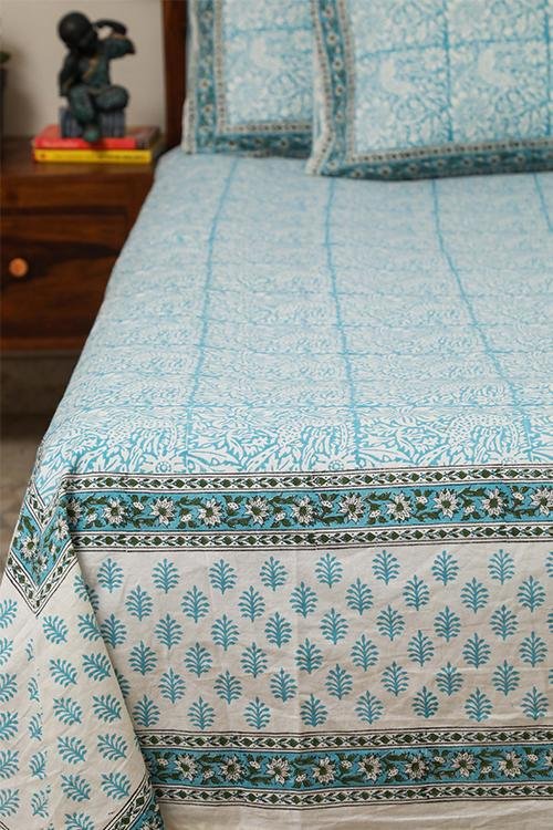 Sootisyahi 'Cuckoo in Forest'Handblock Printed Cotton Bedsheet - SootiSyahi