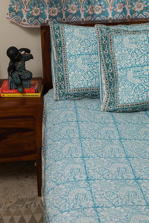 Sootisyahi 'Cuckoo in Forest'Handblock Printed Cotton Bedsheet - SootiSyahi