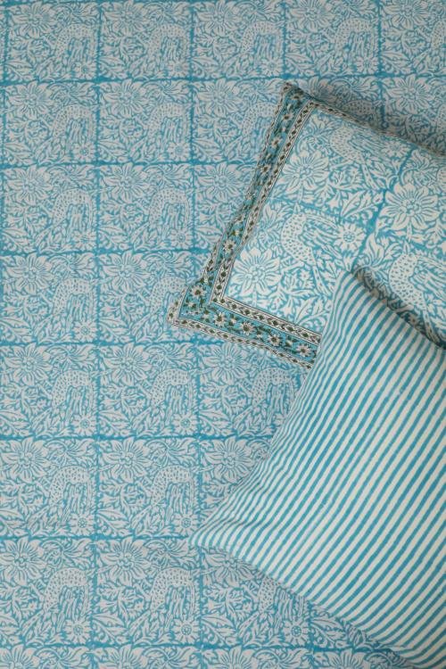 Sootisyahi 'Cuckoo in Forest'Handblock Printed Cotton Bedsheet - SootiSyahi