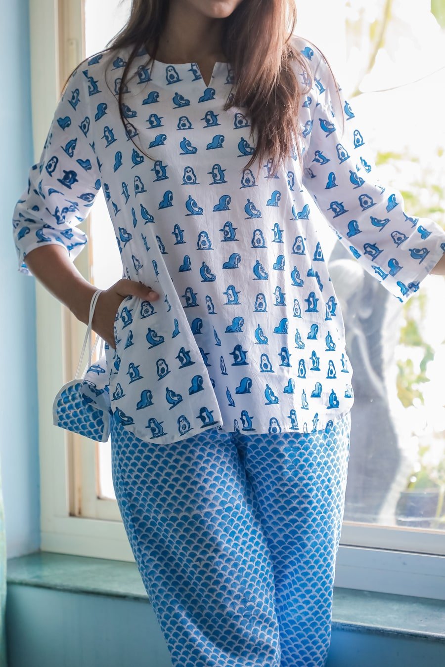 Sootisyahi 'Day Dream ' Azofree Handblock Printed Pure Cotton Night Suit - SootiSyahi