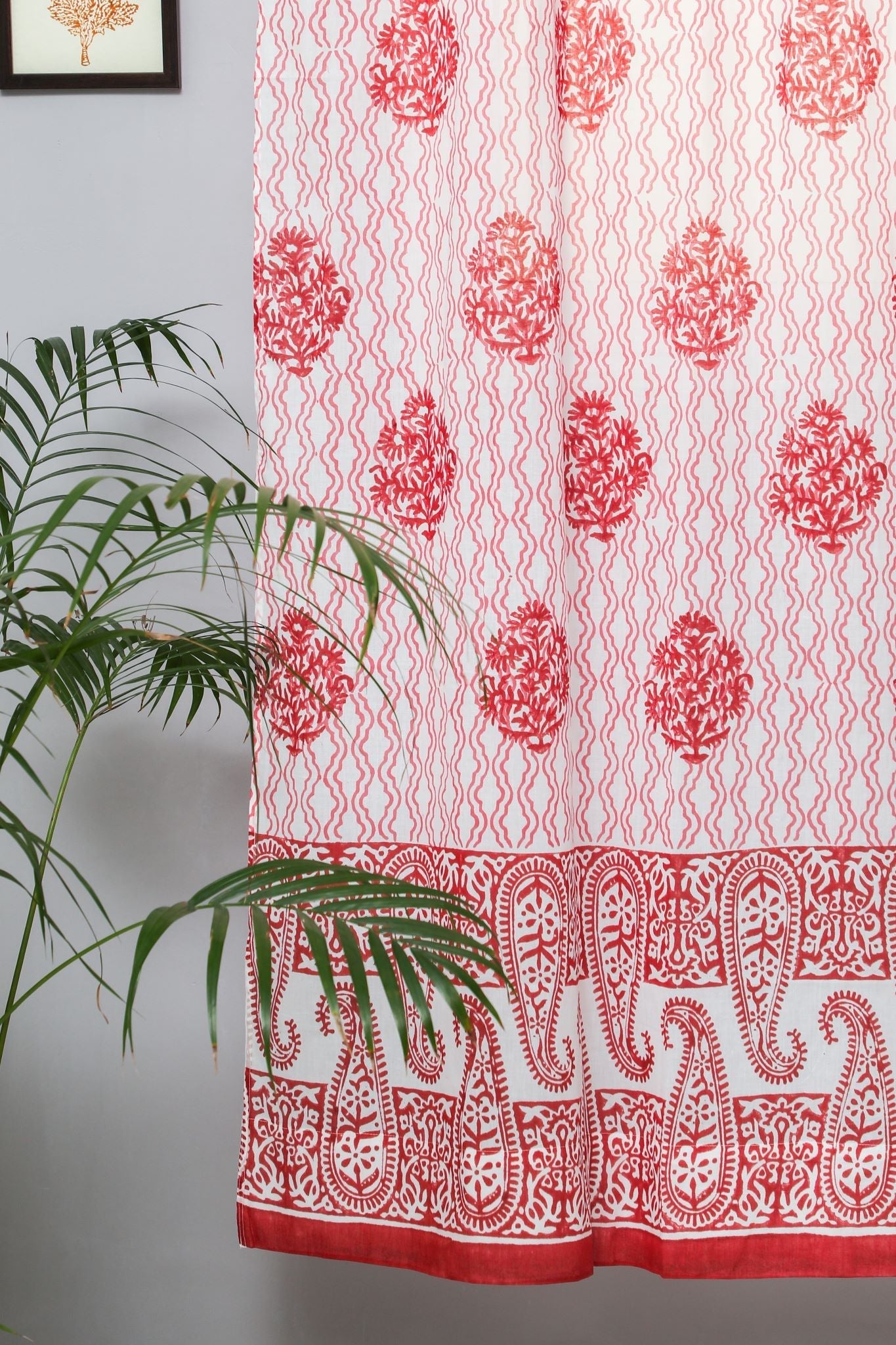 SootiSyahi 'Dazzling Rose' Handblock Printed Cotton Door Curtain - SootiSyahi