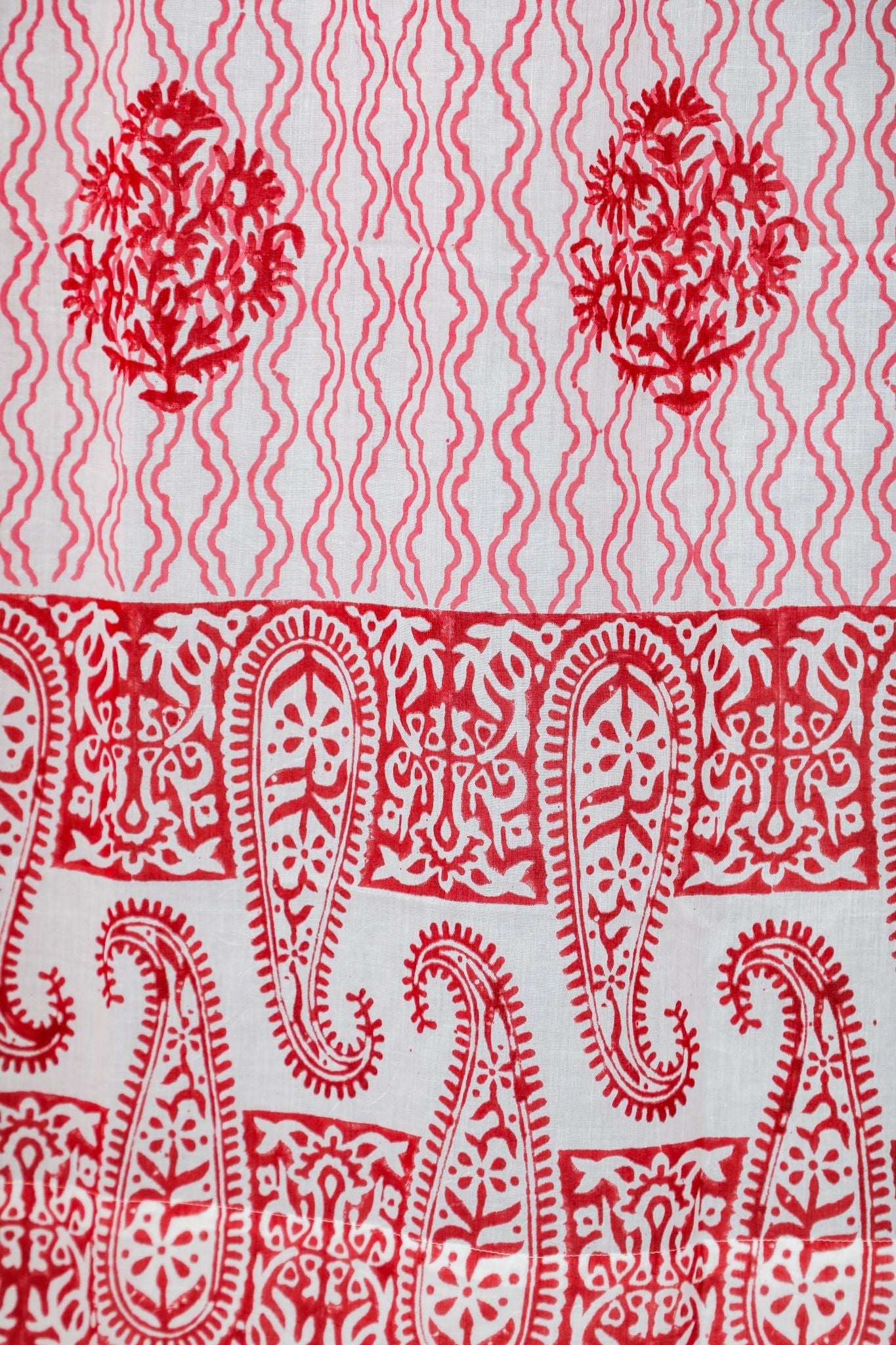 SootiSyahi 'Dazzling Rose' Handblock Printed Cotton Door Curtain - SootiSyahi