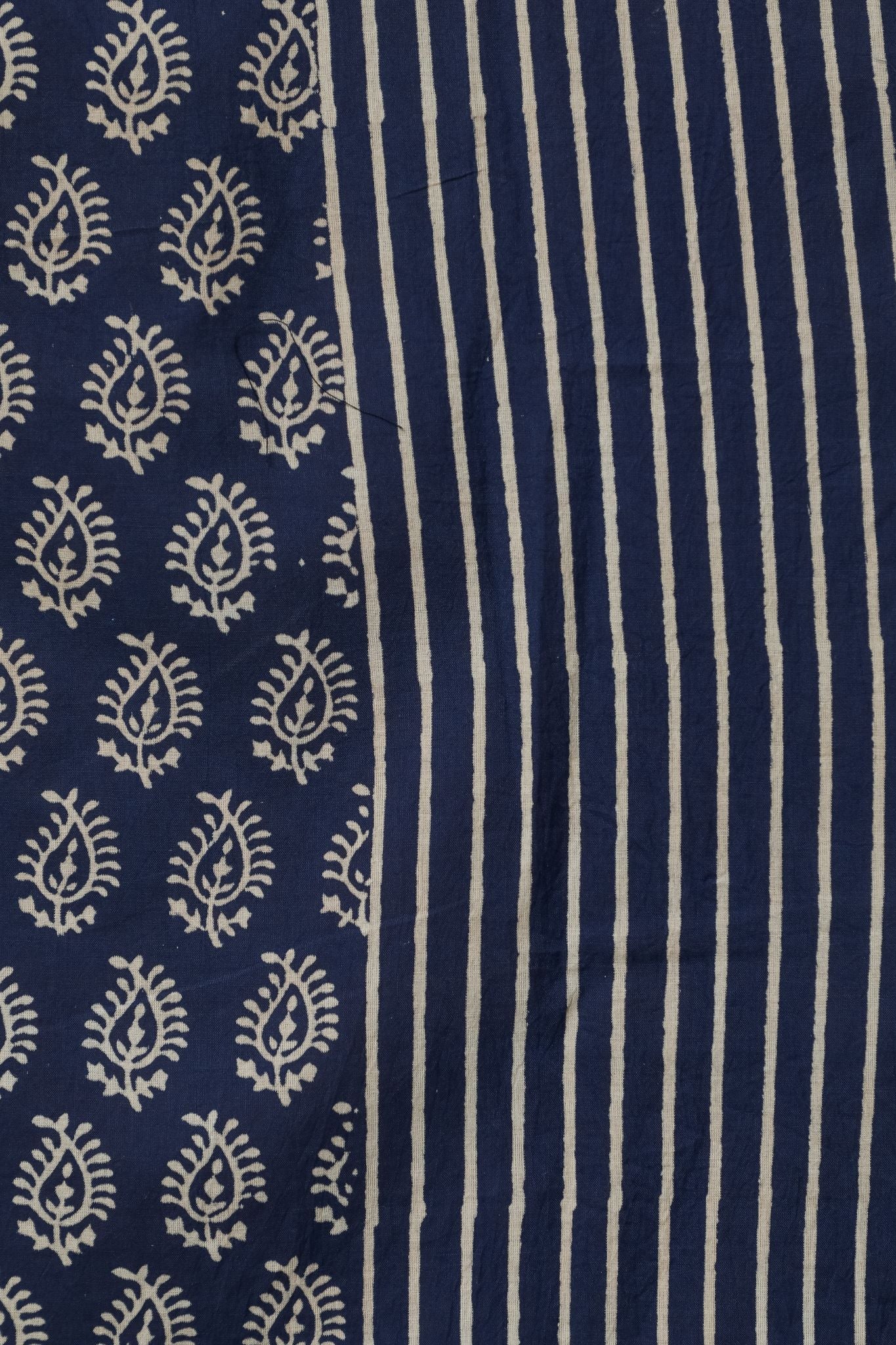 SootiSyahi 'Delphinium' Handblock Printed Cotton Door Curtain - SootiSyahi