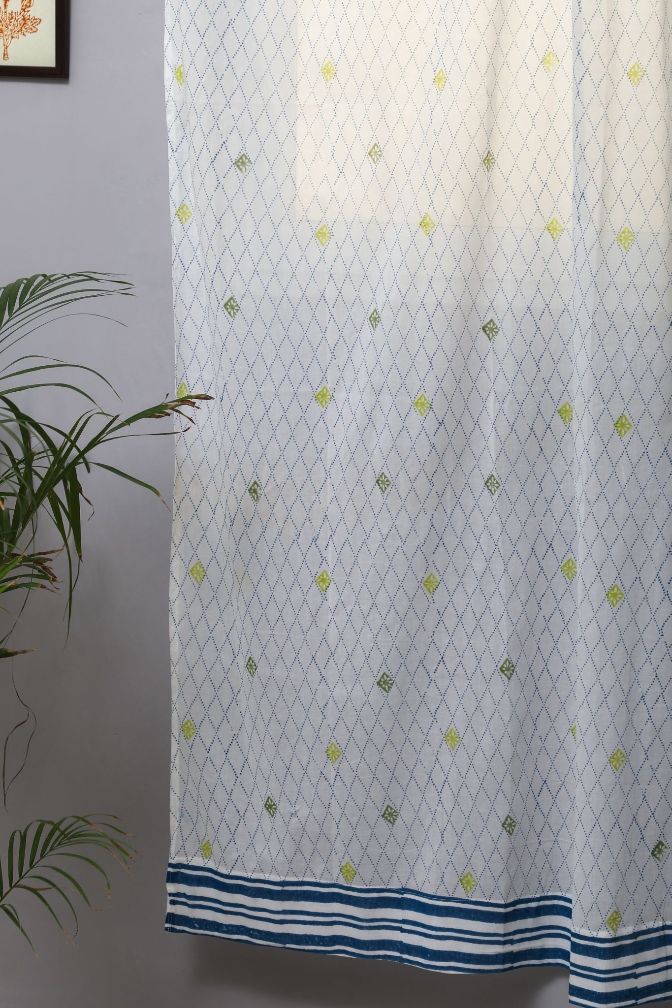 SootiSyahi 'Diamond Dot' Handblock Printed Cotton Door Curtain - SootiSyahi