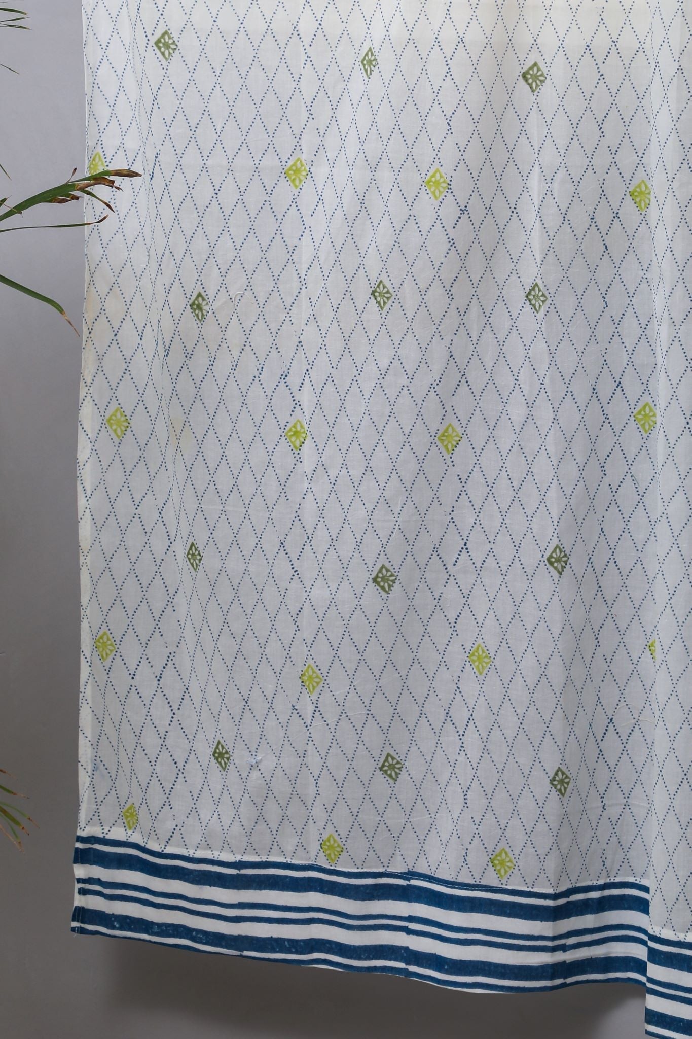 SootiSyahi 'Diamond Dot' Handblock Printed Cotton Door Curtain - SootiSyahi