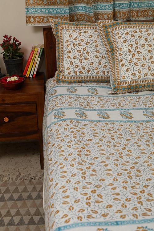 Sootisyahi 'Dream of Flowers' Handblock Printed Cotton Bedsheet - SootiSyahi