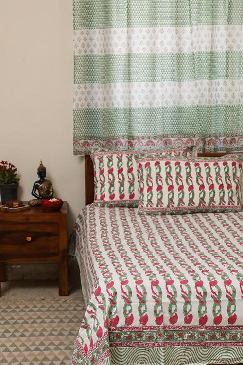 Sootisyahi 'Dream of Plums' Handblock Printed Cotton Bedsheet - SootiSyahi