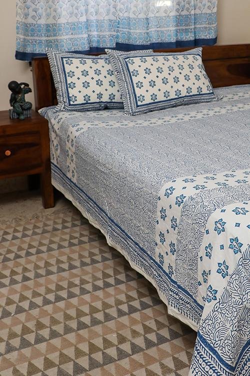 Sootisyahi 'Dream of Stars' Handblock Printed Cotton Bedsheet - SootiSyahi