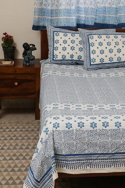 Sootisyahi 'Dream of Stars' Handblock Printed Cotton Bedsheet - SootiSyahi