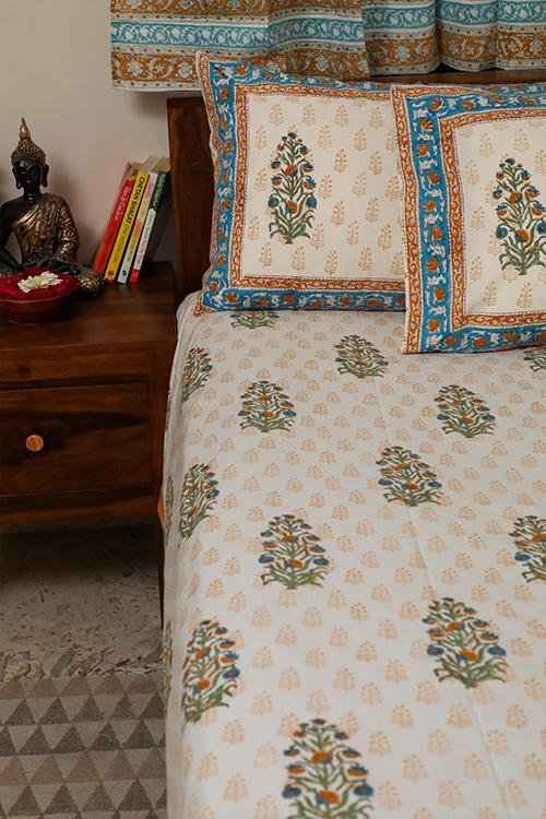 Sootisyahi 'Dreaming Yellow' Handblock Printed Cotton Bedsheet - SootiSyahi