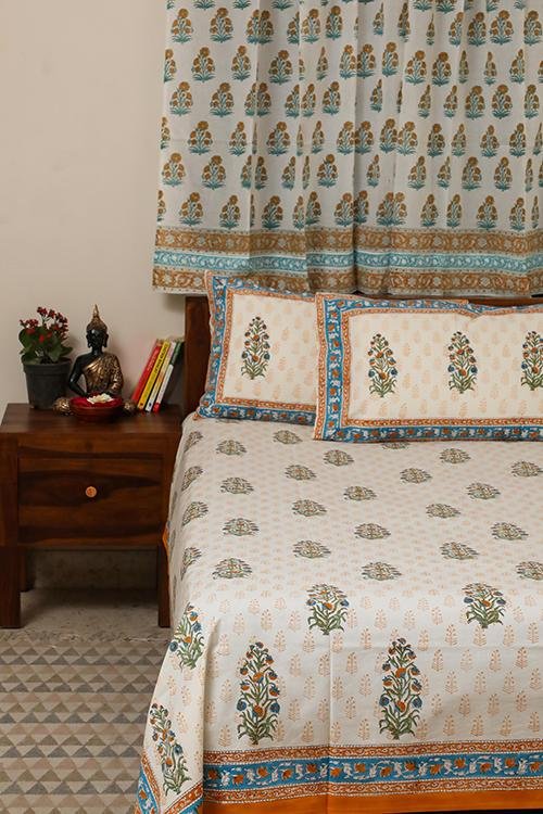 Sootisyahi 'Dreaming Yellow' Handblock Printed Cotton Bedsheet - SootiSyahi
