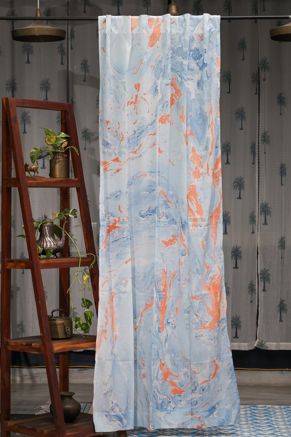 SootiSyahi 'Dreams of Heaven' Handmarble Printed Cotton Door Curatin - SootiSyahi