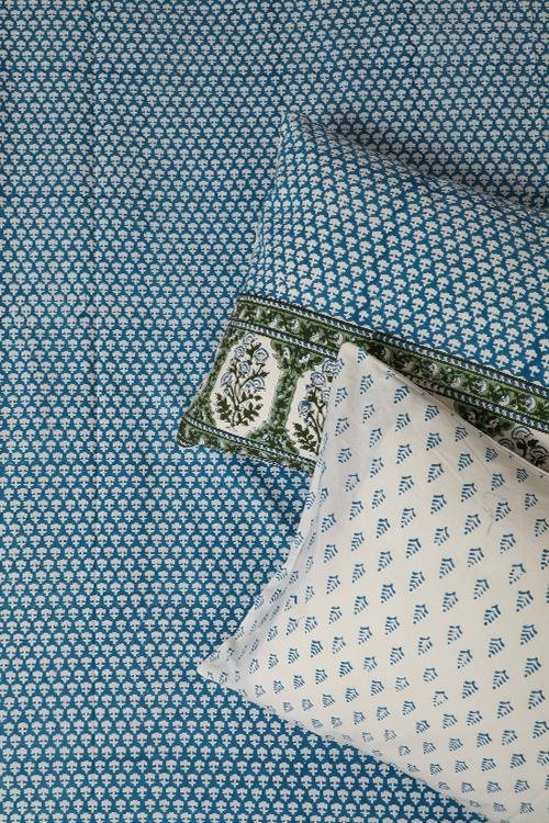 Sootisyahi 'Dreams of Sky' Handblock Printed Cotton Bedsheet - SootiSyahi