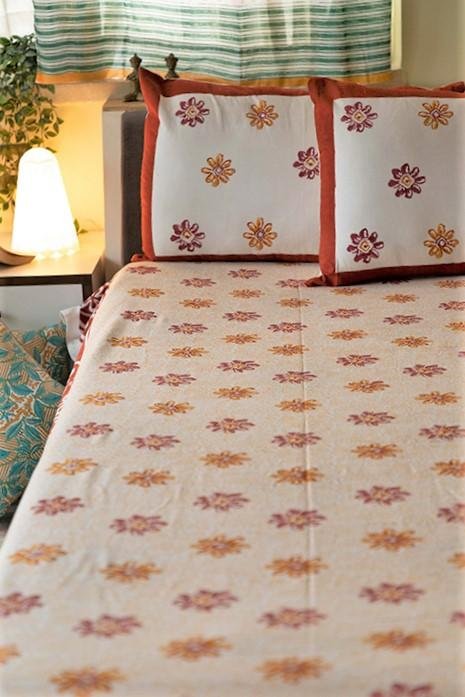 Sootisyahi 'Dreams of Sky' Handblock Printed Cotton Bedsheet - SootiSyahi
