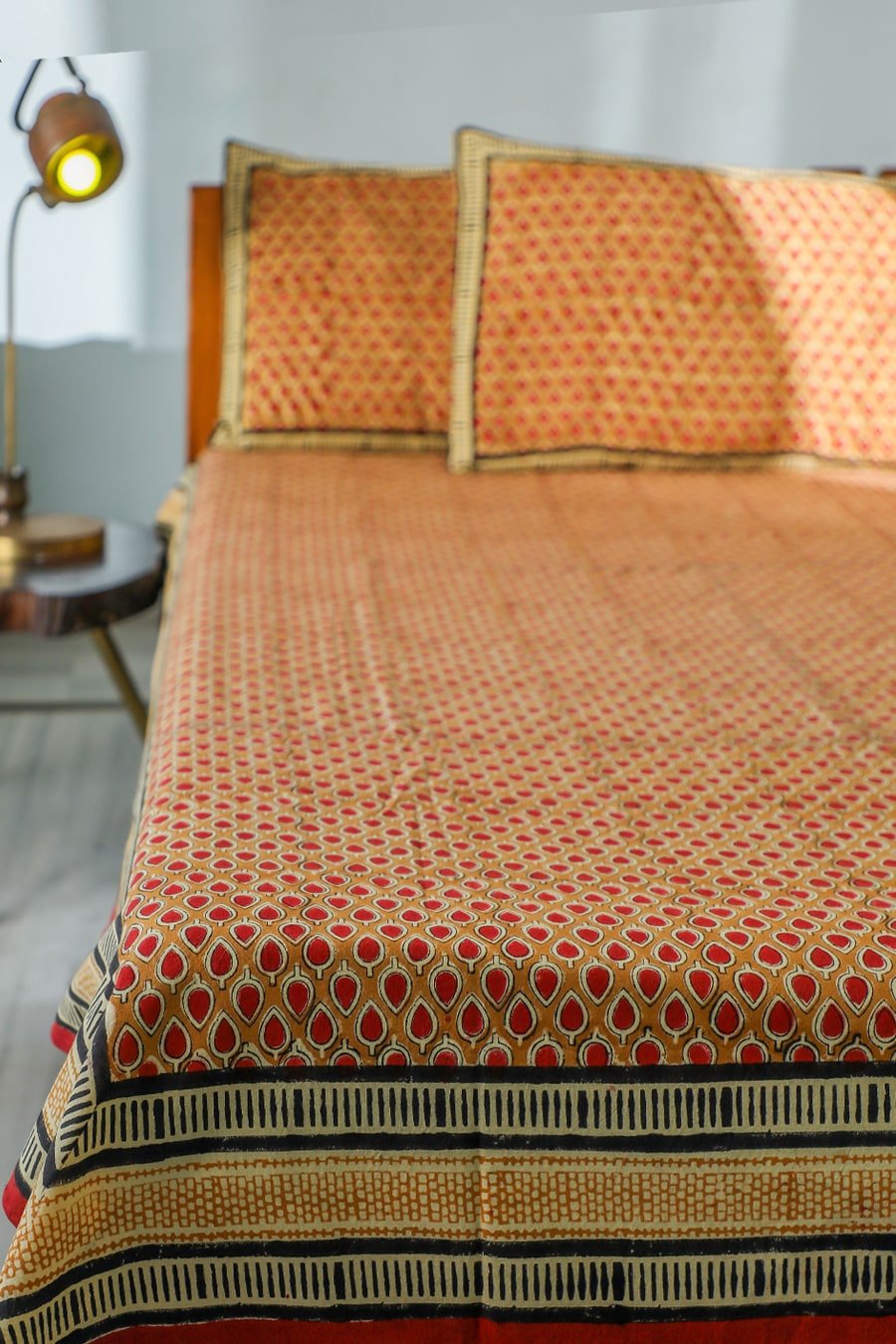 Handblock Printed Cotton Bed Sheets Online SootiSyahi Drop of colors