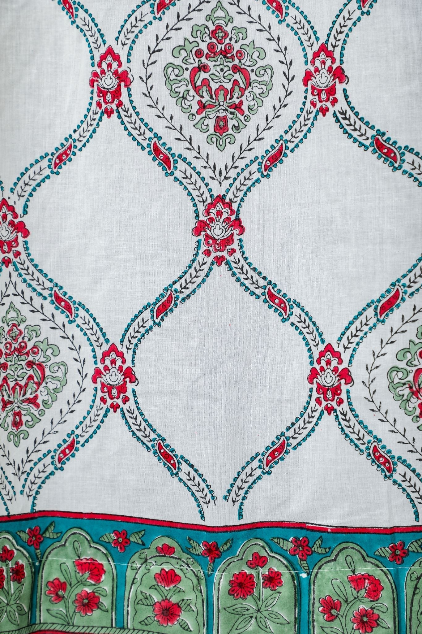 SootiSyahi 'First Impression' Handblock Printed Cotton Door Curtain - SootiSyahi