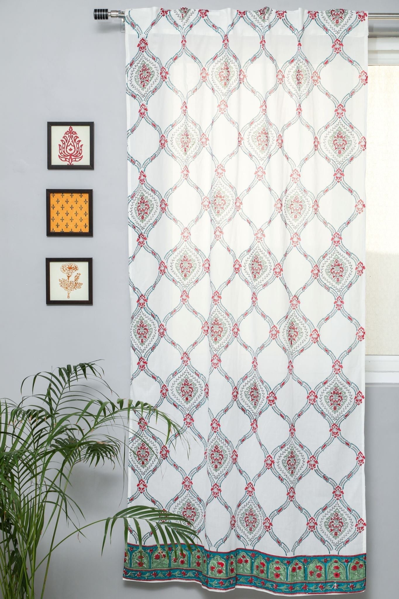 SootiSyahi 'First Impression' Handblock Printed Cotton Door Curtain - SootiSyahi