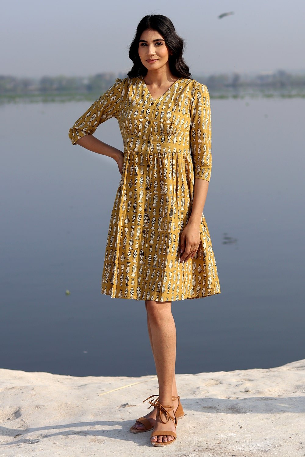 SootiSyahi 'Fish Wave' Cotton Dress - SootiSyahi