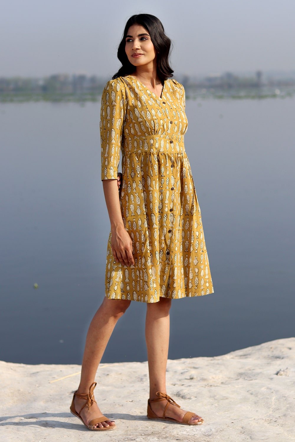 SootiSyahi 'Fish Wave' Cotton Dress - SootiSyahi