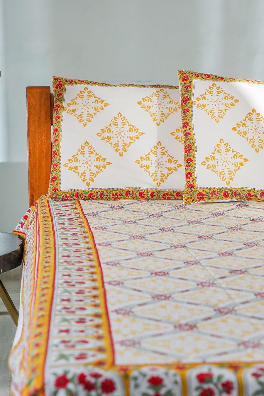 SootiSyahi 'Floral Culture' Handblock Printed Cotton Bedsheet - SootiSyahi