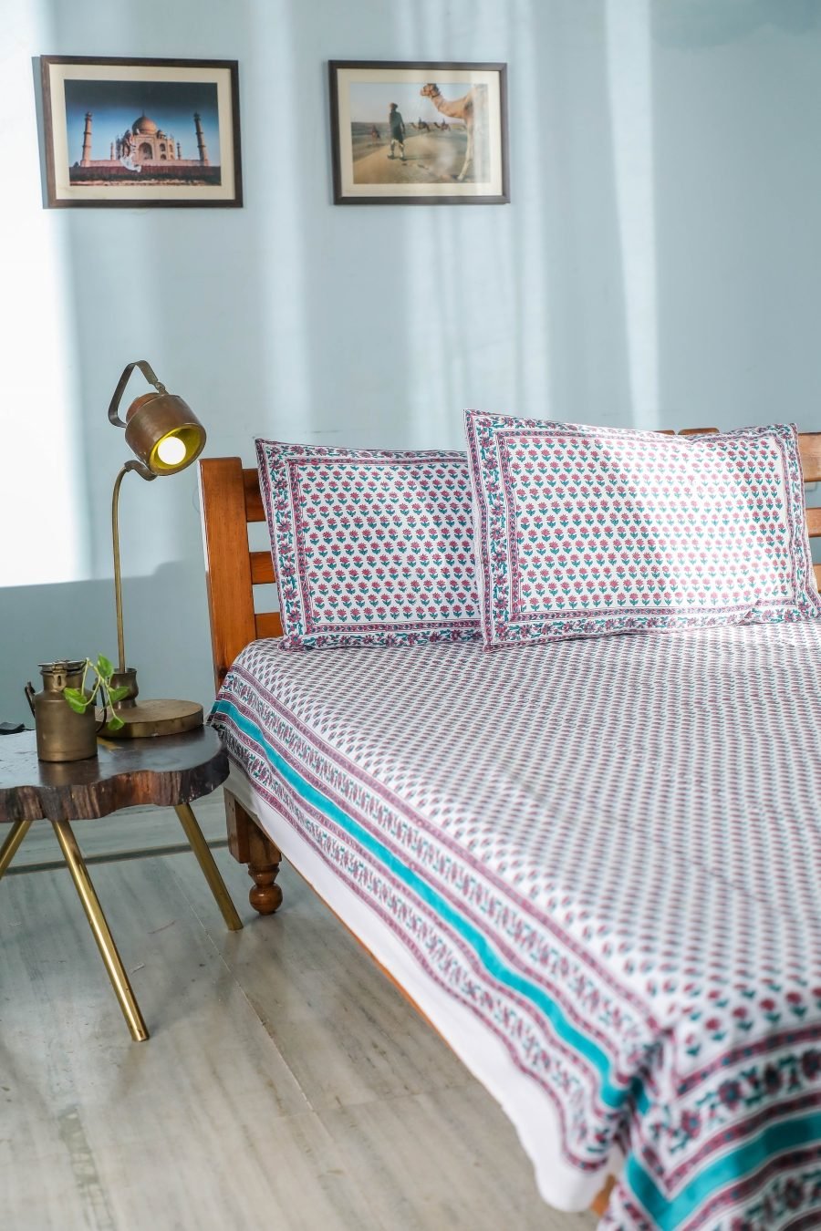 Sootisyahi 'Floral dots' Handblock Printed Cotton Bedsheet - SootiSyahi
