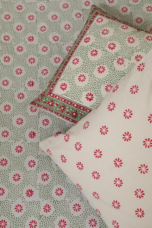 Sootisyahi 'Floral Dreams' Handblock Printed Cotton Bedsheet - SootiSyahi