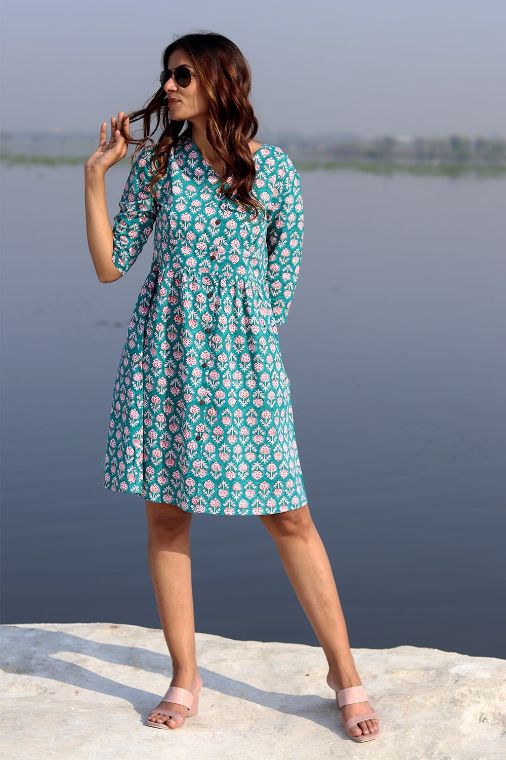 SootiSyahi 'Floral Frame' Cotton Dress - SootiSyahi