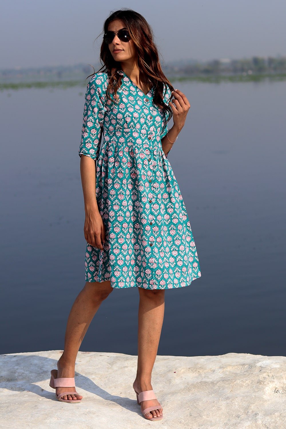 SootiSyahi 'Floral Frame' Cotton Dress - SootiSyahi