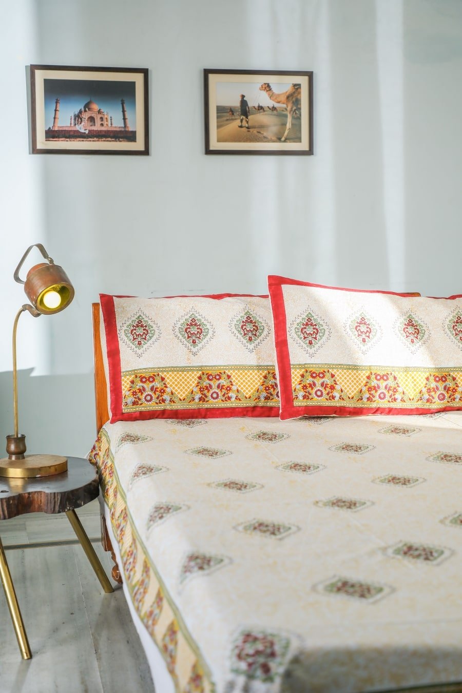SootiSyahi 'Floral Monarch' Handblock Printed Cotton Bedsheet - SootiSyahi