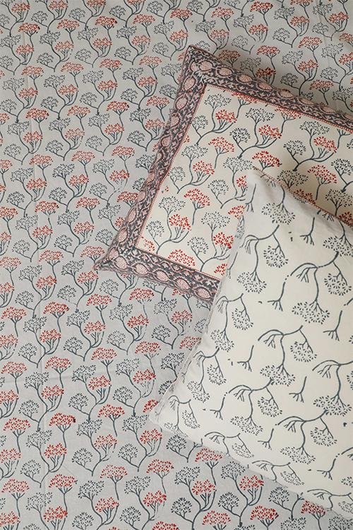 Sootisyahi 'Flowering Blossom' Handblock Printed Cotton Bedsheet - SootiSyahi
