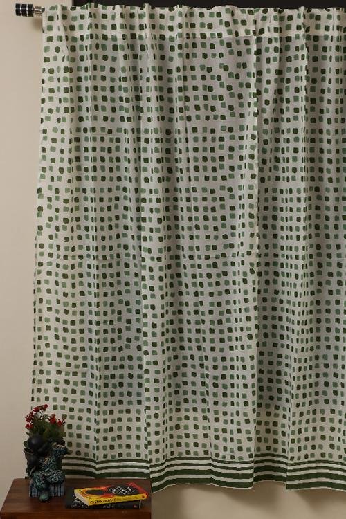 Sootisyahi 'Flowering Checks' Printed Voile Cotton Curtain - SootiSyahi