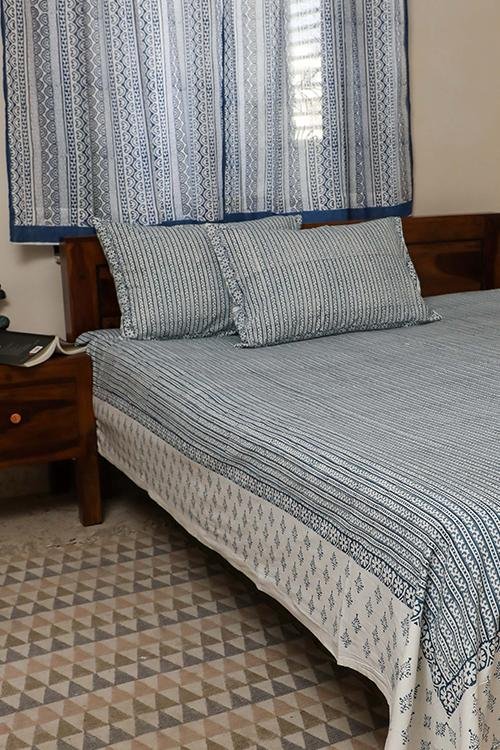 Sootisyahi 'Flowering Vibes' Handblock Printed Cotton Bedsheet - SootiSyahi