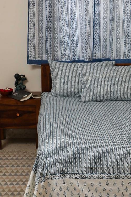 Sootisyahi 'Flowering Vibes' Handblock Printed Cotton Bedsheet - SootiSyahi