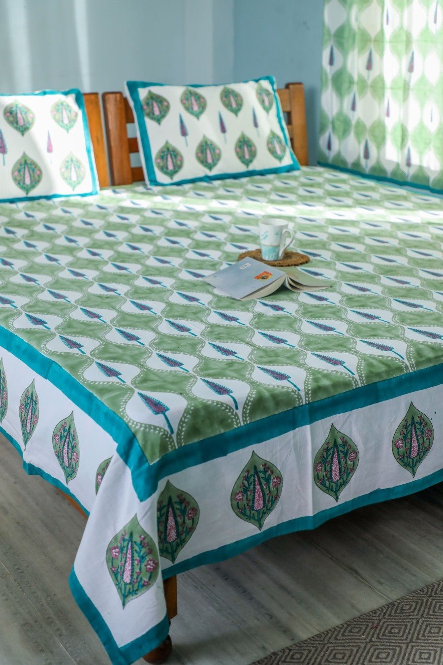 SootiSyahi 'Four Seasons' Handblock Printed Cotton Bedsheet - SootiSyahi