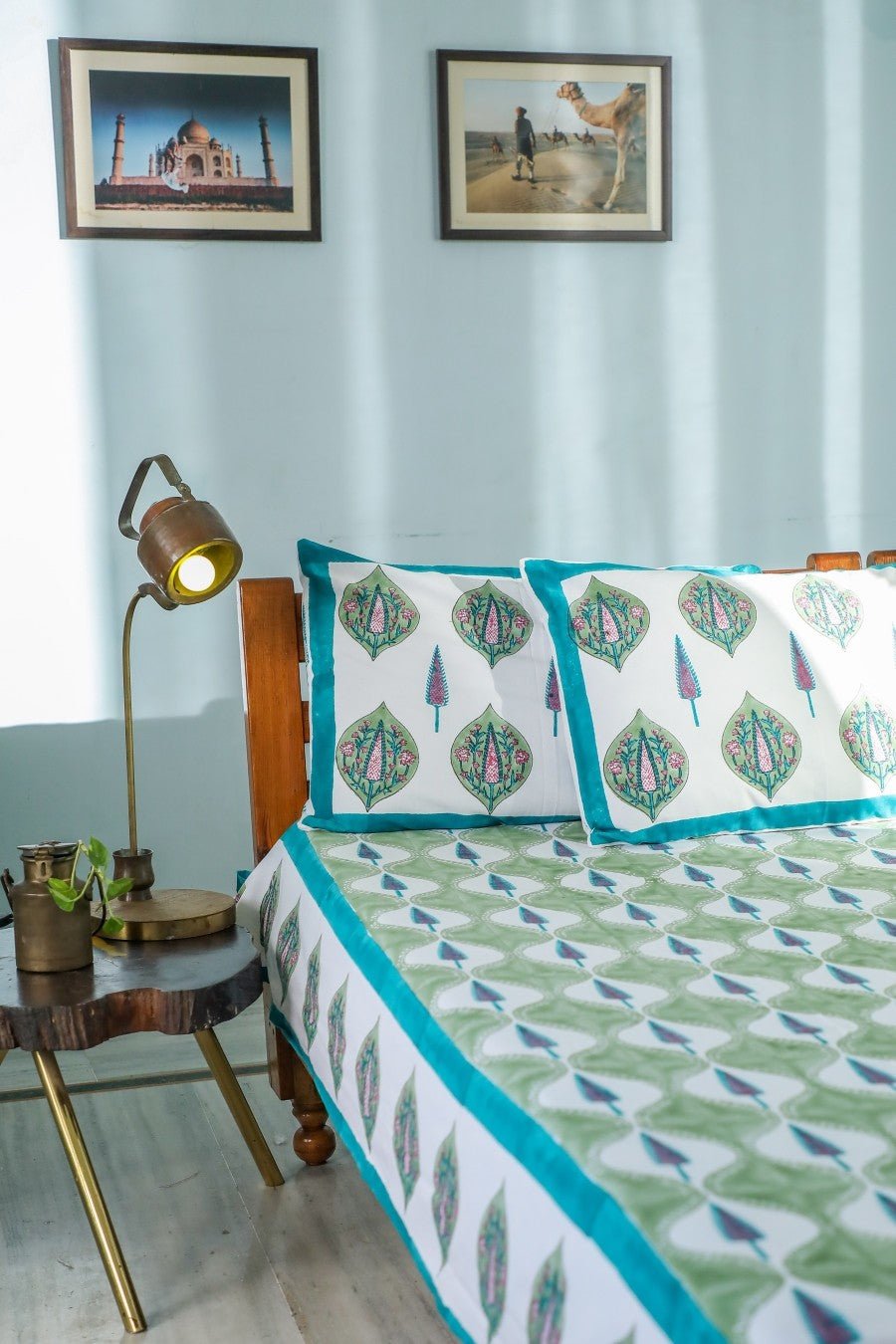 SootiSyahi 'Four Seasons' Handblock Printed Cotton Bedsheet - SootiSyahi