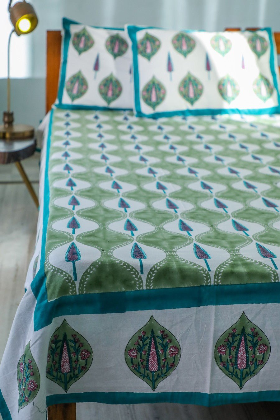 SootiSyahi 'Four Seasons' Handblock Printed Cotton Bedsheet - SootiSyahi