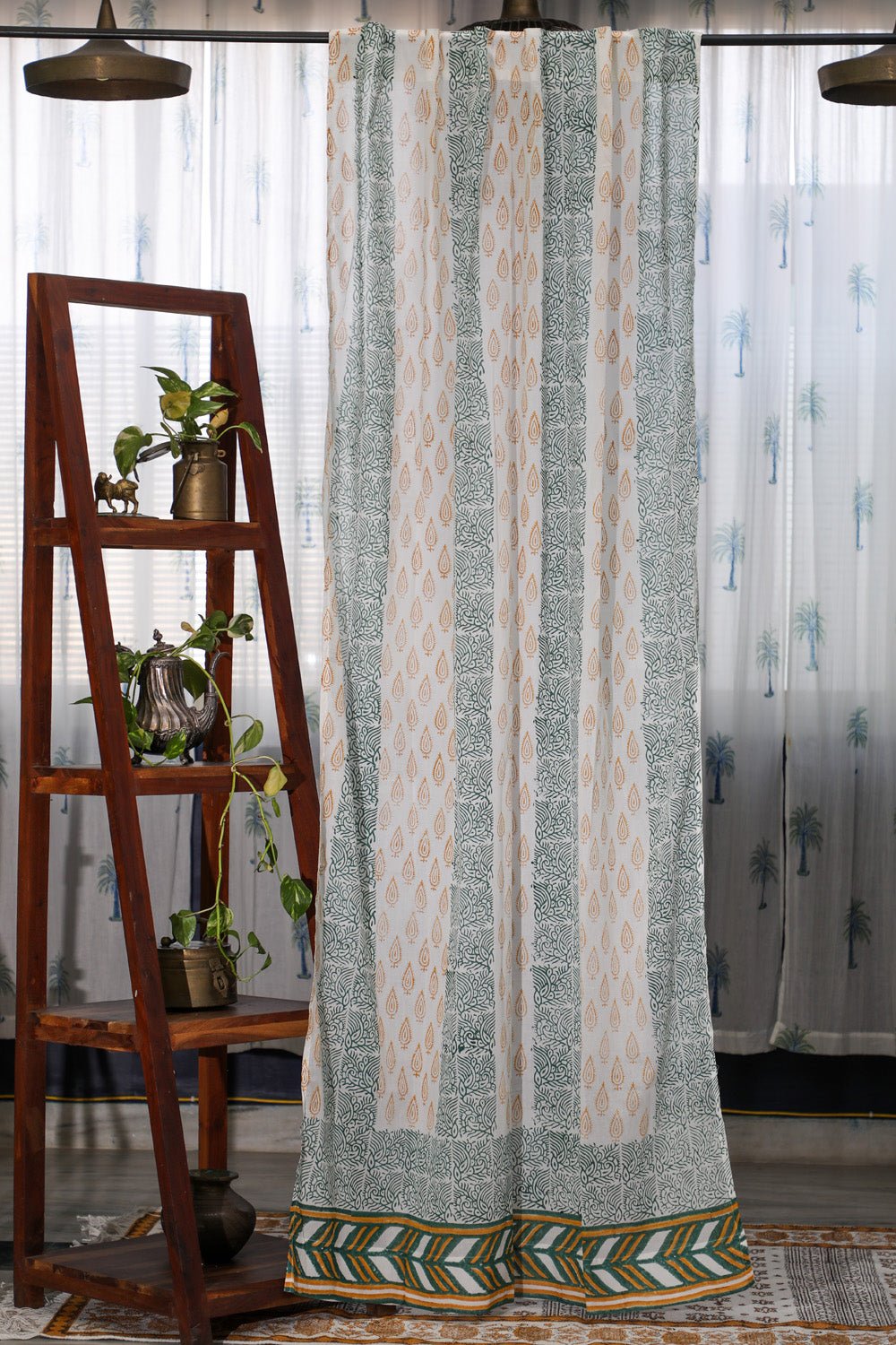 SootiSyahi 'Garden Beauty' Handblock Printed Cotton Door Curatin - SootiSyahi