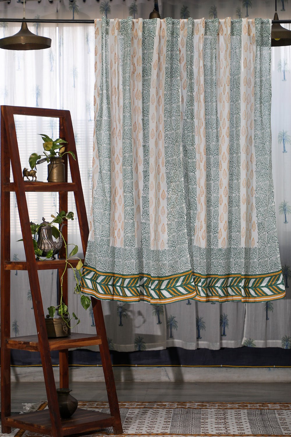 SootiSyahi 'Garden Beauty' Handblock Printed Cotton Window Curatin - SootiSyahi
