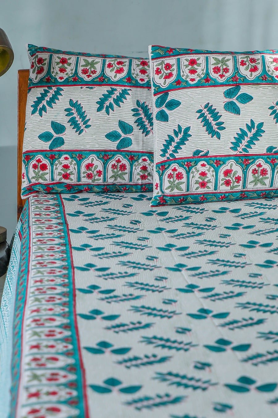 SootiSyahi 'Garden party' Handblock Printed Cotton Bedsheet - SootiSyahi