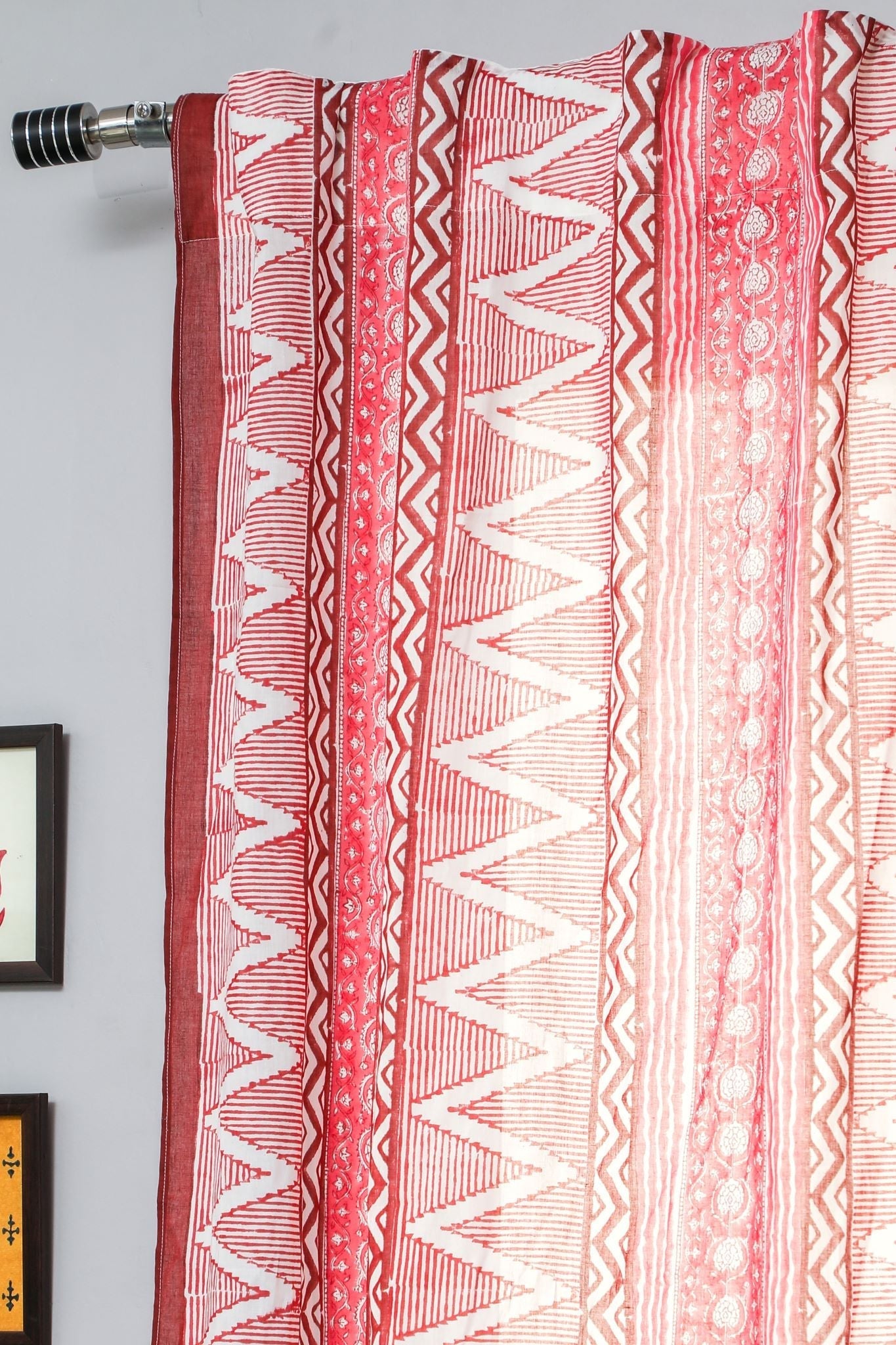 SootiSyahi 'Geometric Romance' Handblock Printed Cotton Door Curtain - SootiSyahi