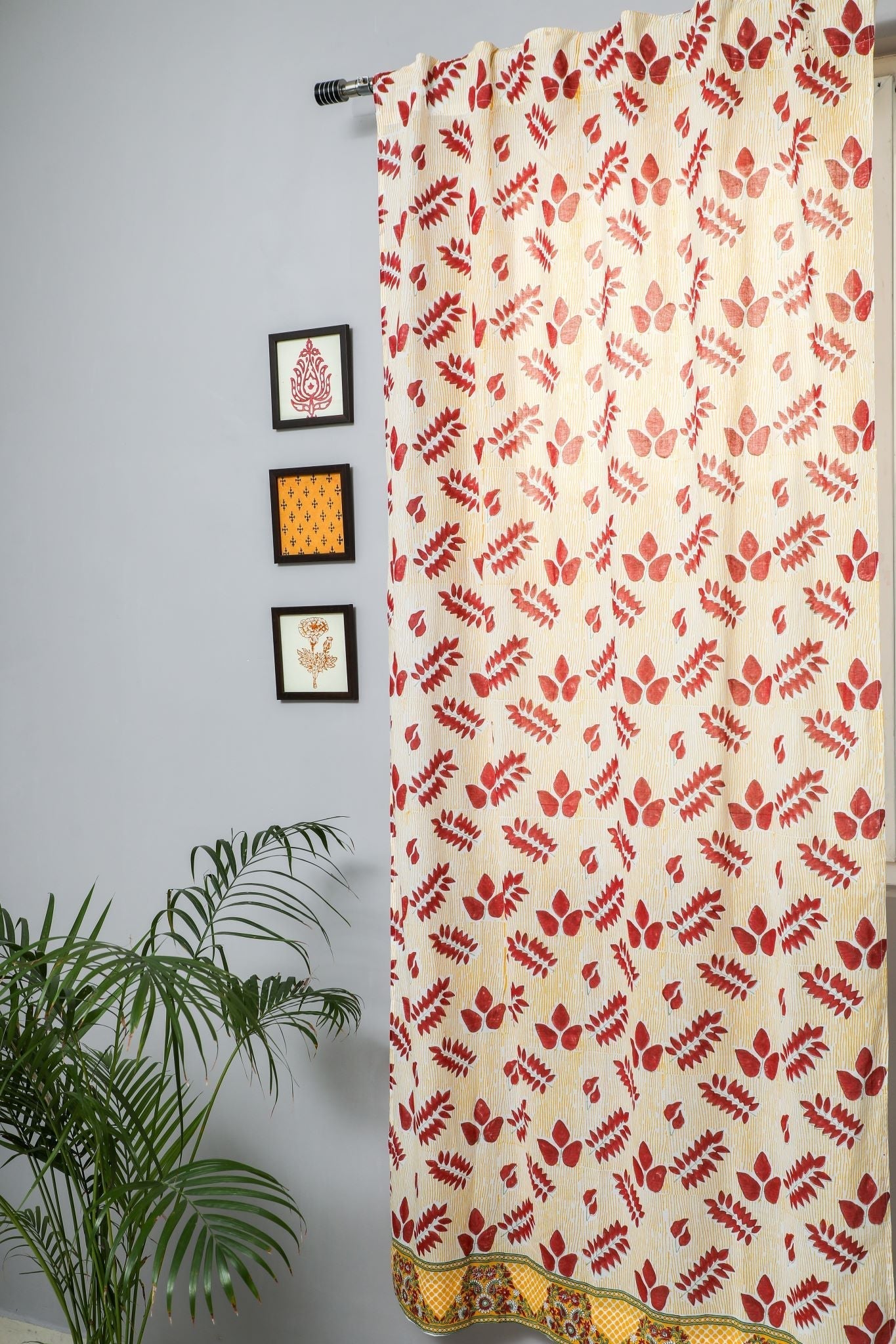 SootiSyahi 'Glow of Autum' Handblock Printed Cotton Door Curtain - SootiSyahi