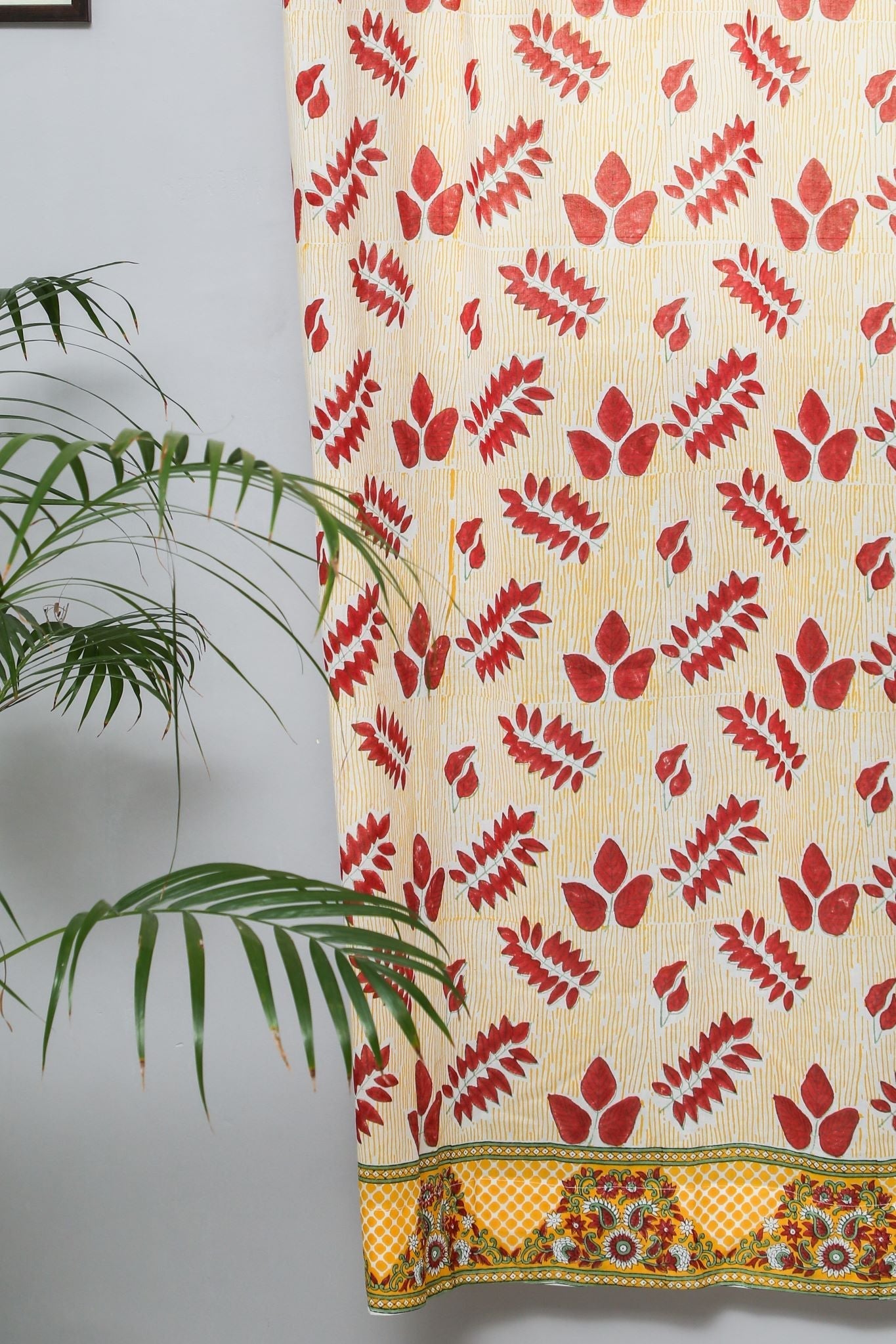 SootiSyahi 'Glow of Autum' Handblock Printed Cotton Door Curtain - SootiSyahi