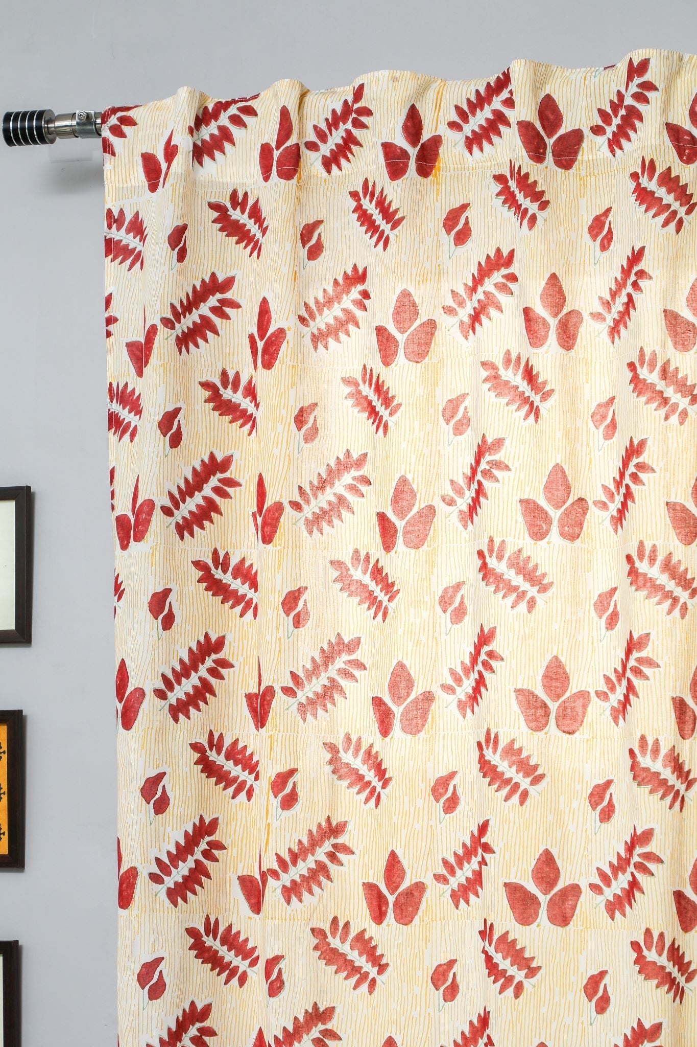 SootiSyahi 'Glow of Autum' Handblock Printed Cotton Door Curtain - SootiSyahi
