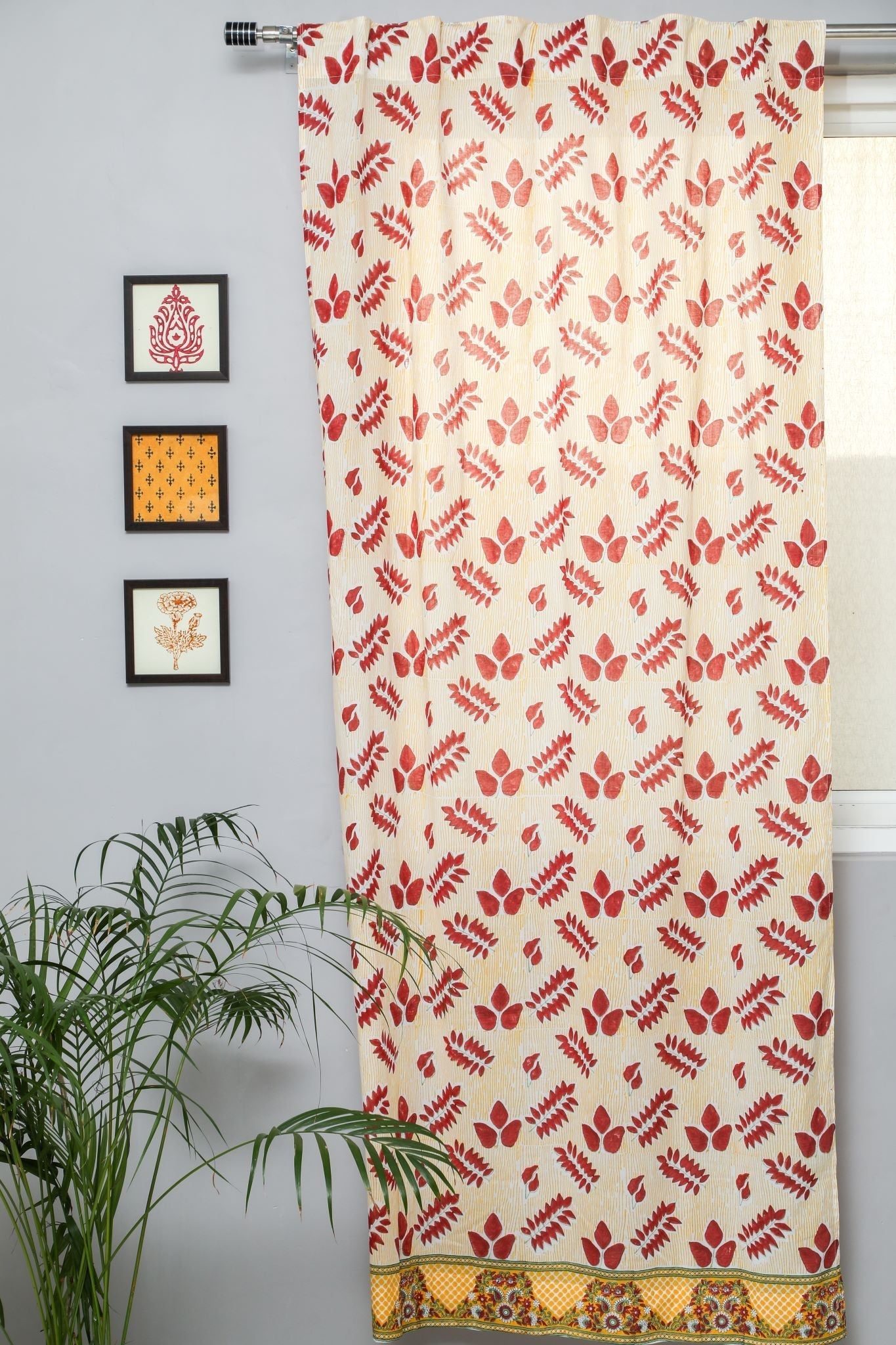 SootiSyahi 'Glow of Autum' Handblock Printed Cotton Door Curtain - SootiSyahi