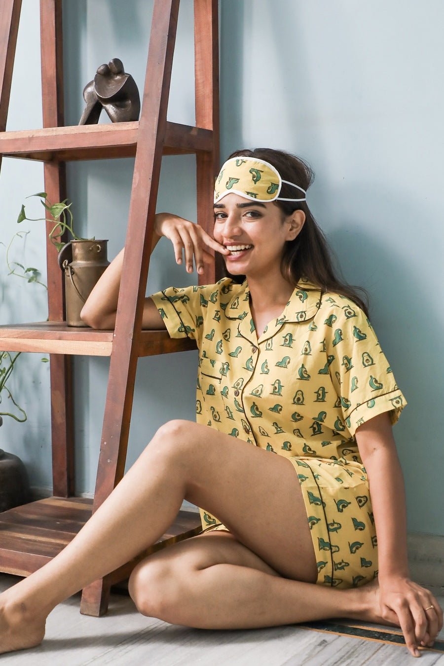 Sootisyahi 'Glowy Penguine' Azofree Handblock Printed Pure Cotton Night Suit - SootiSyahi