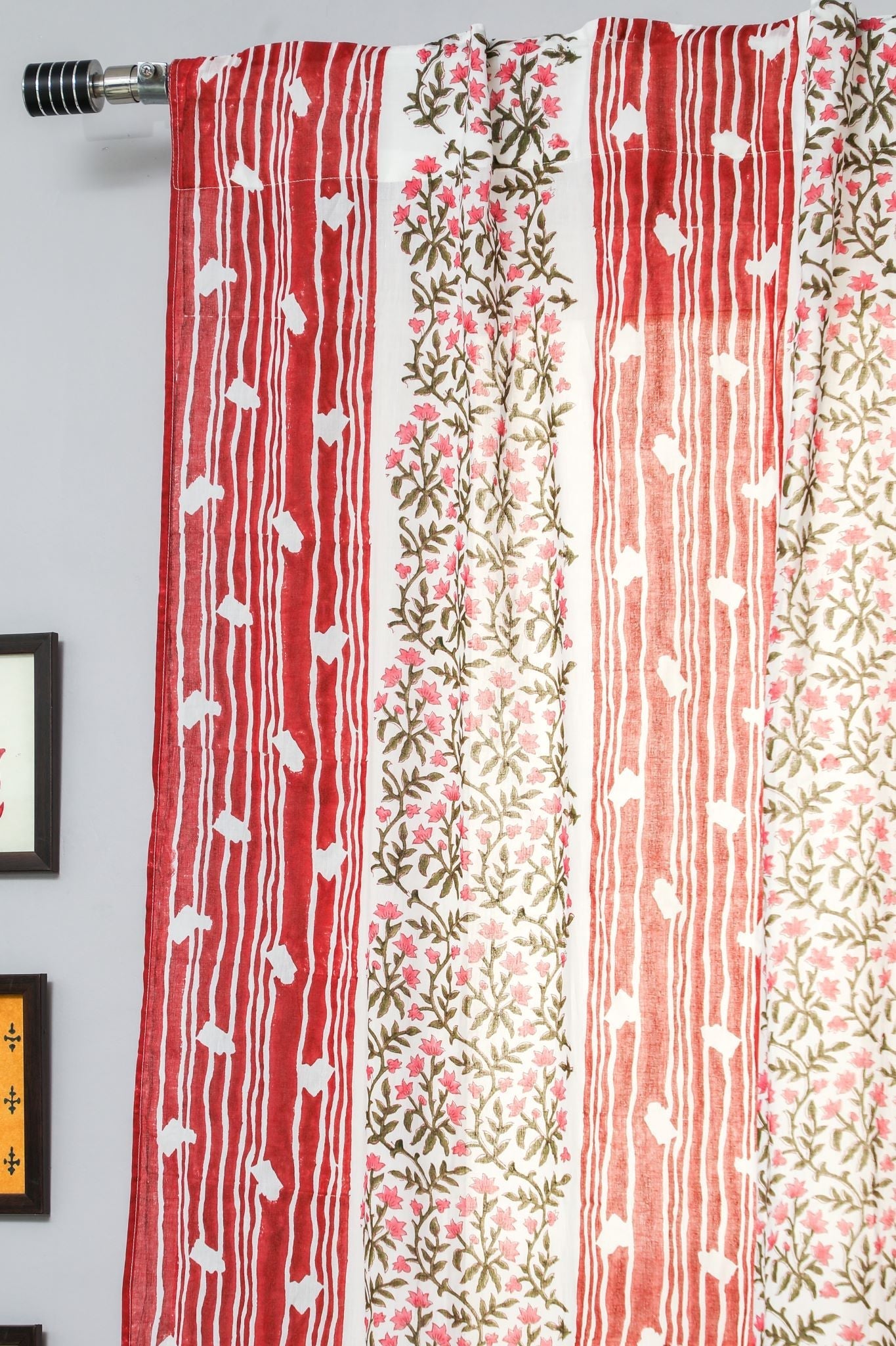 SootiSyahi 'Haven Glazing' Handblock Printed Cotton Door Curtain - SootiSyahi