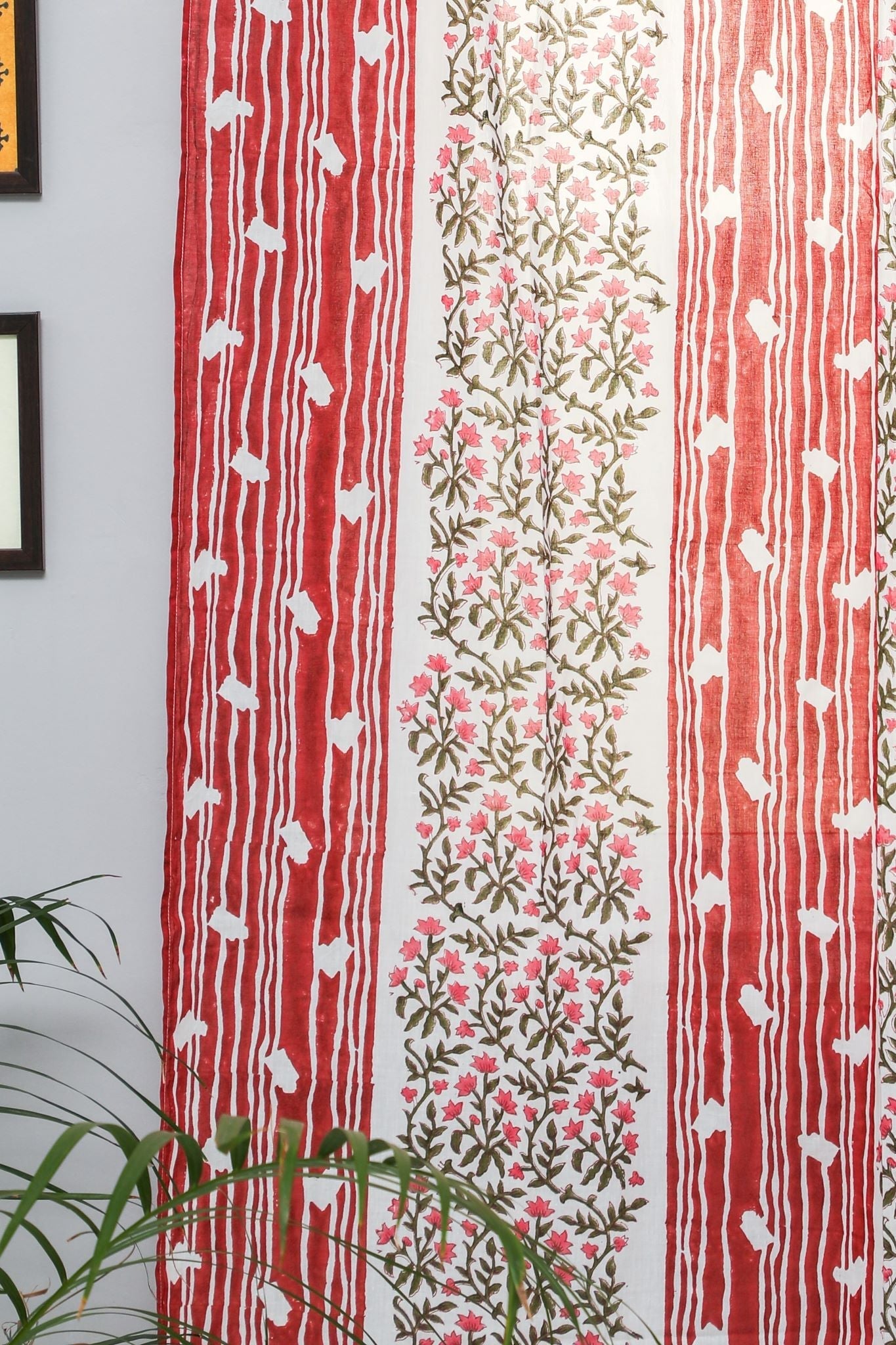 SootiSyahi 'Haven Glazing' Handblock Printed Cotton Door Curtain - SootiSyahi