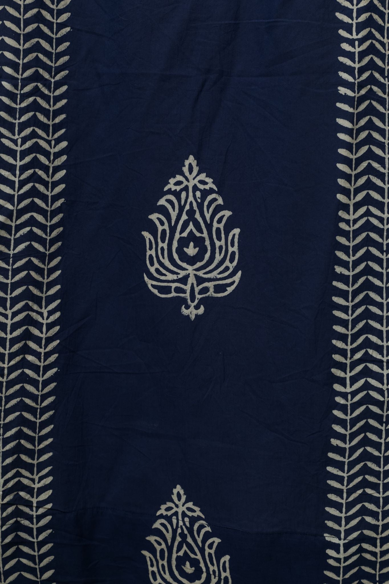 SootiSyahi 'Hydrangea' Handblock Printed Cotton Door Curtain - SootiSyahi