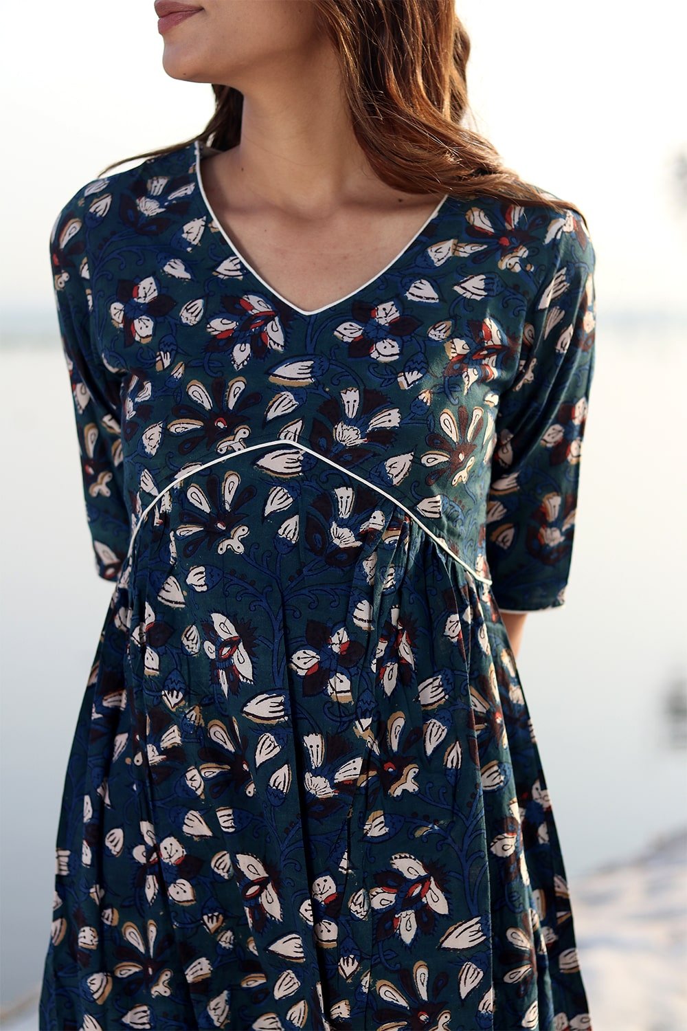 SootiSyahi 'Indigo Era' Block Printed Cotton Dress - SootiSyahi